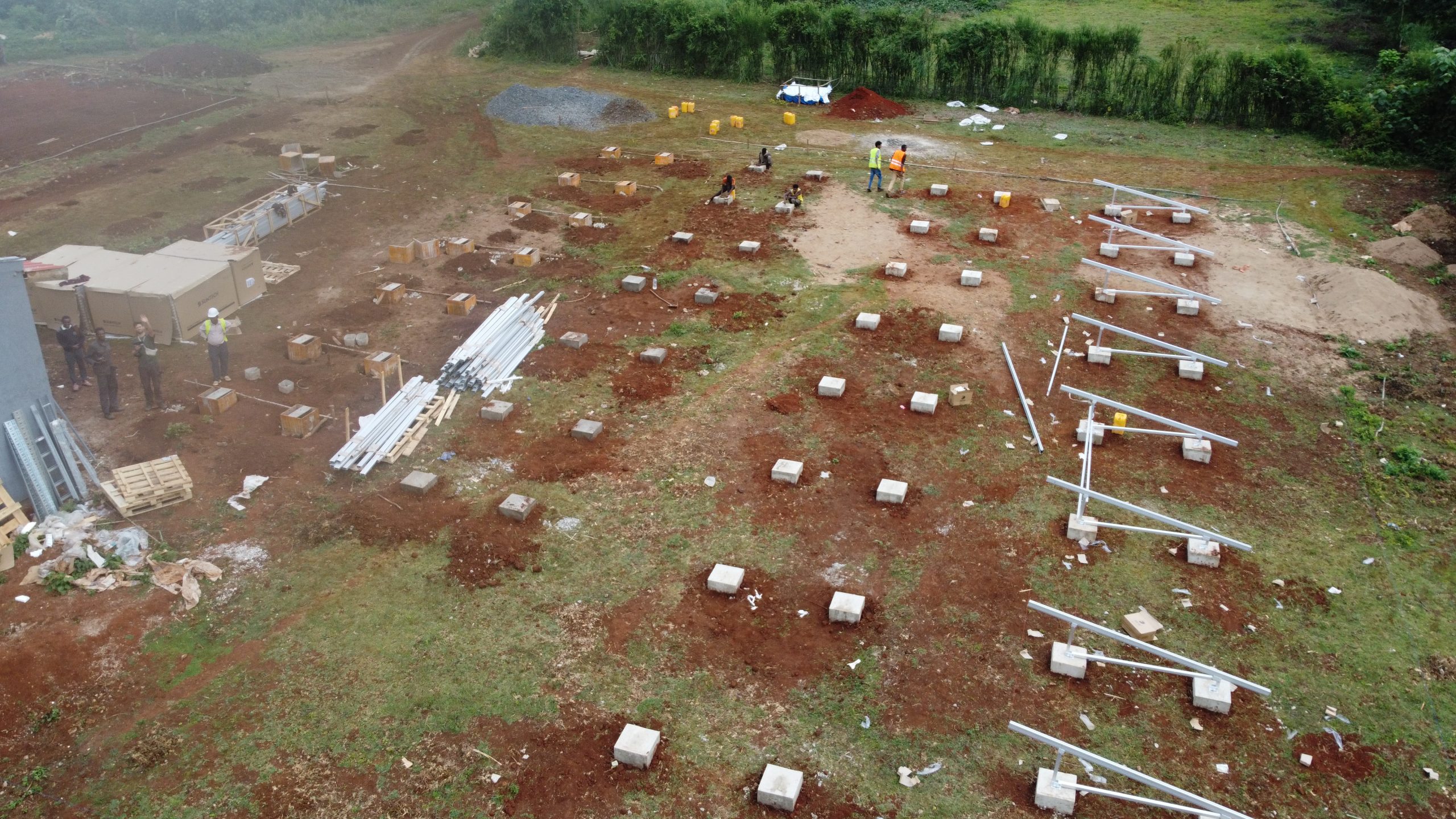 Aerial view of the 200 kW Oborso East solar mini-grid built by Green Scene Energy in Oromia, Ethiopia