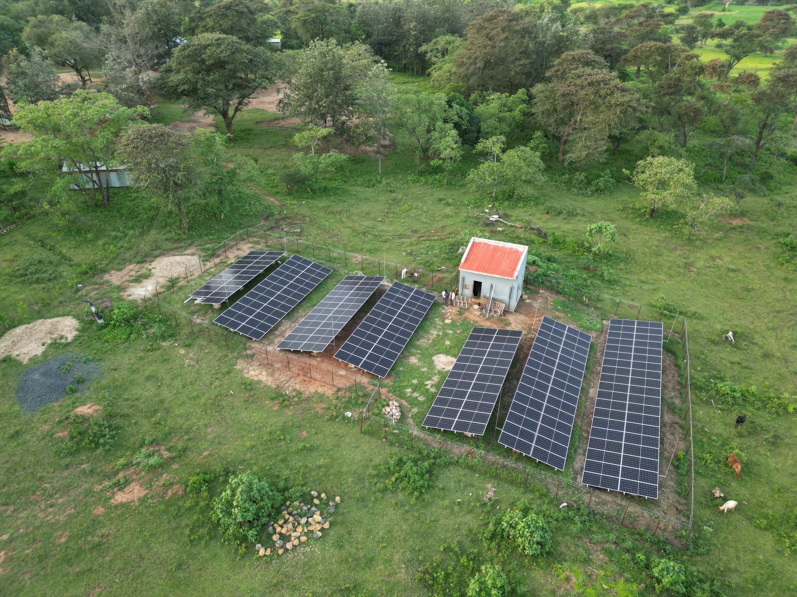 Aerial view of the 100 kW Oda solar mini-grid in Oromia, Ethiopia
