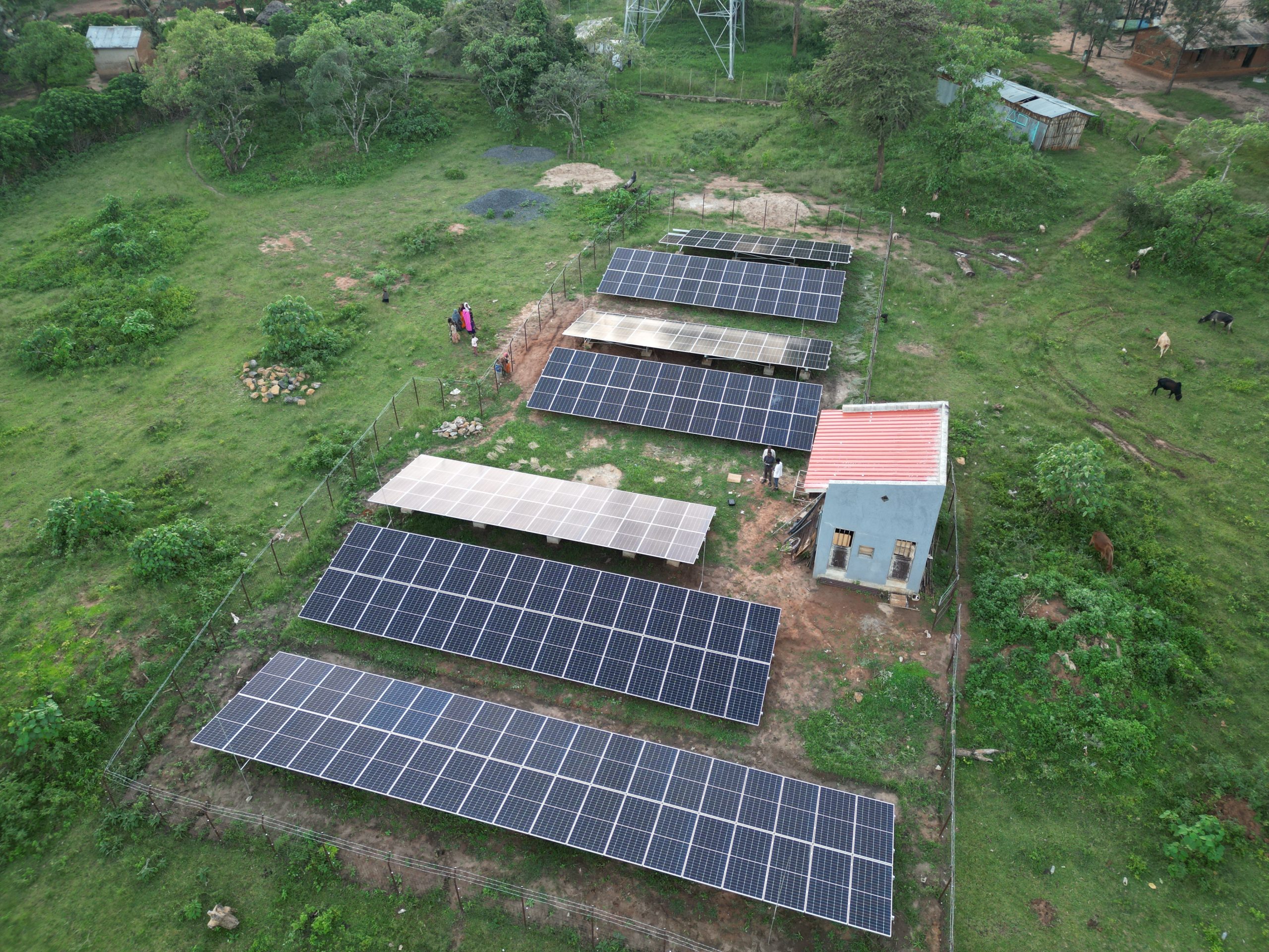 Aerial view of the Oda solar mini-grid distribution network in Oromia